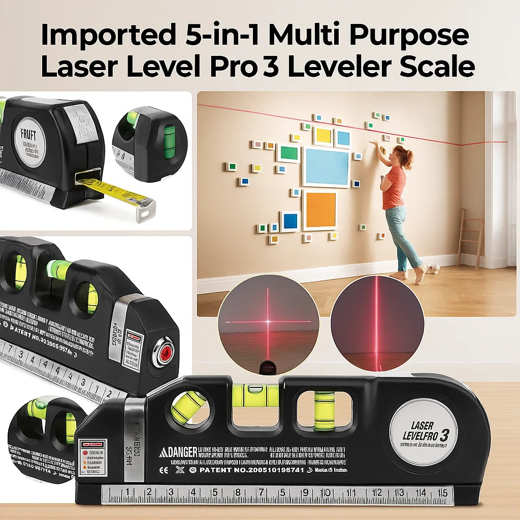Imported 5 in 1 Multi Purpose Laser Level Pro 3 Laser Leveler Scale Power Tool